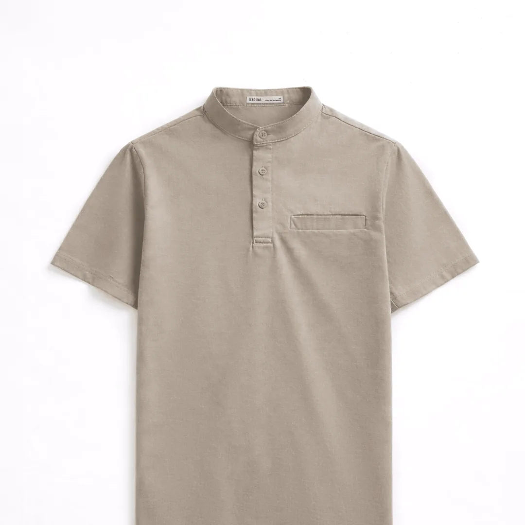 Kasual Kemeja Baju Koko Cream Cozy Lengan Pendek