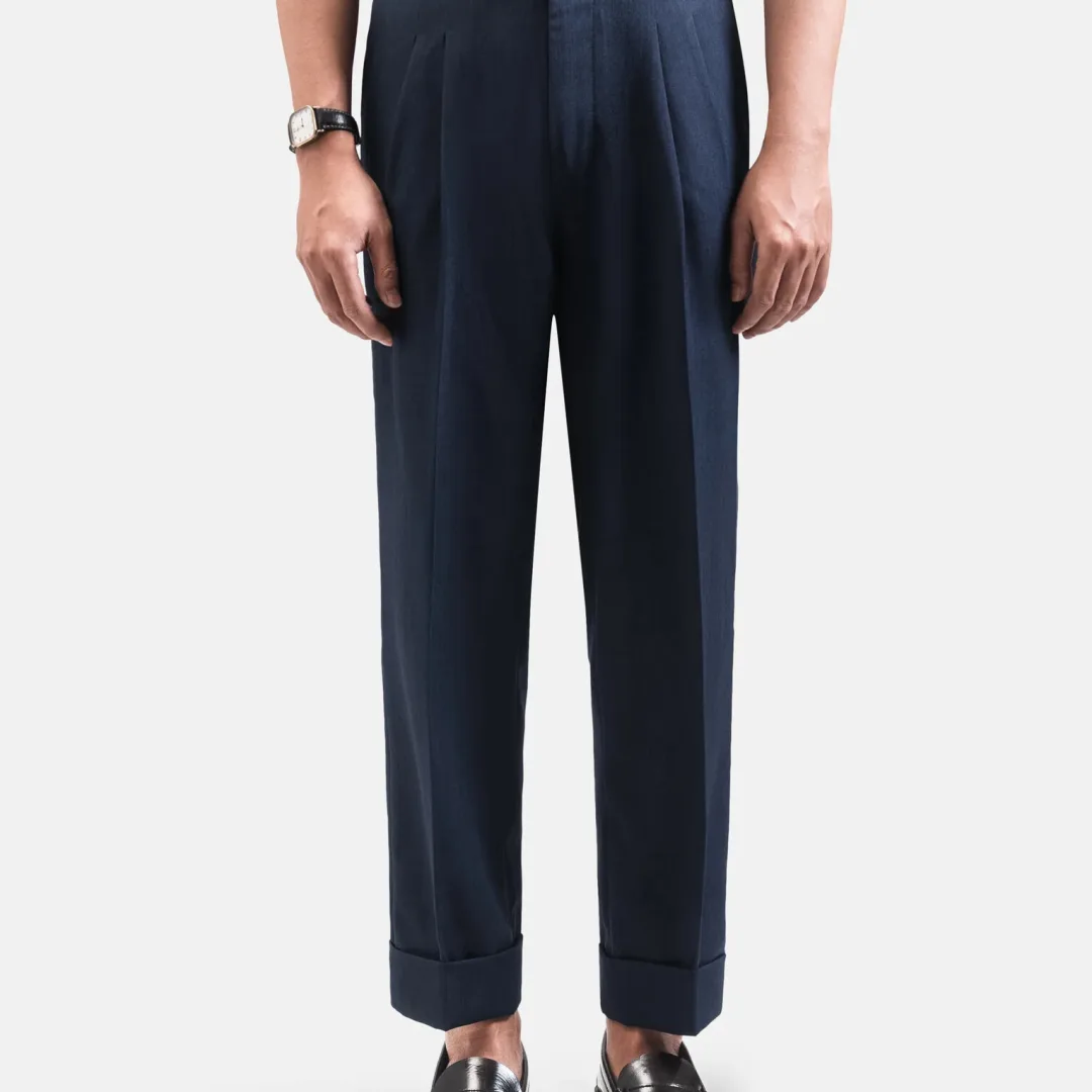 Navy Ankle Cuff Pant