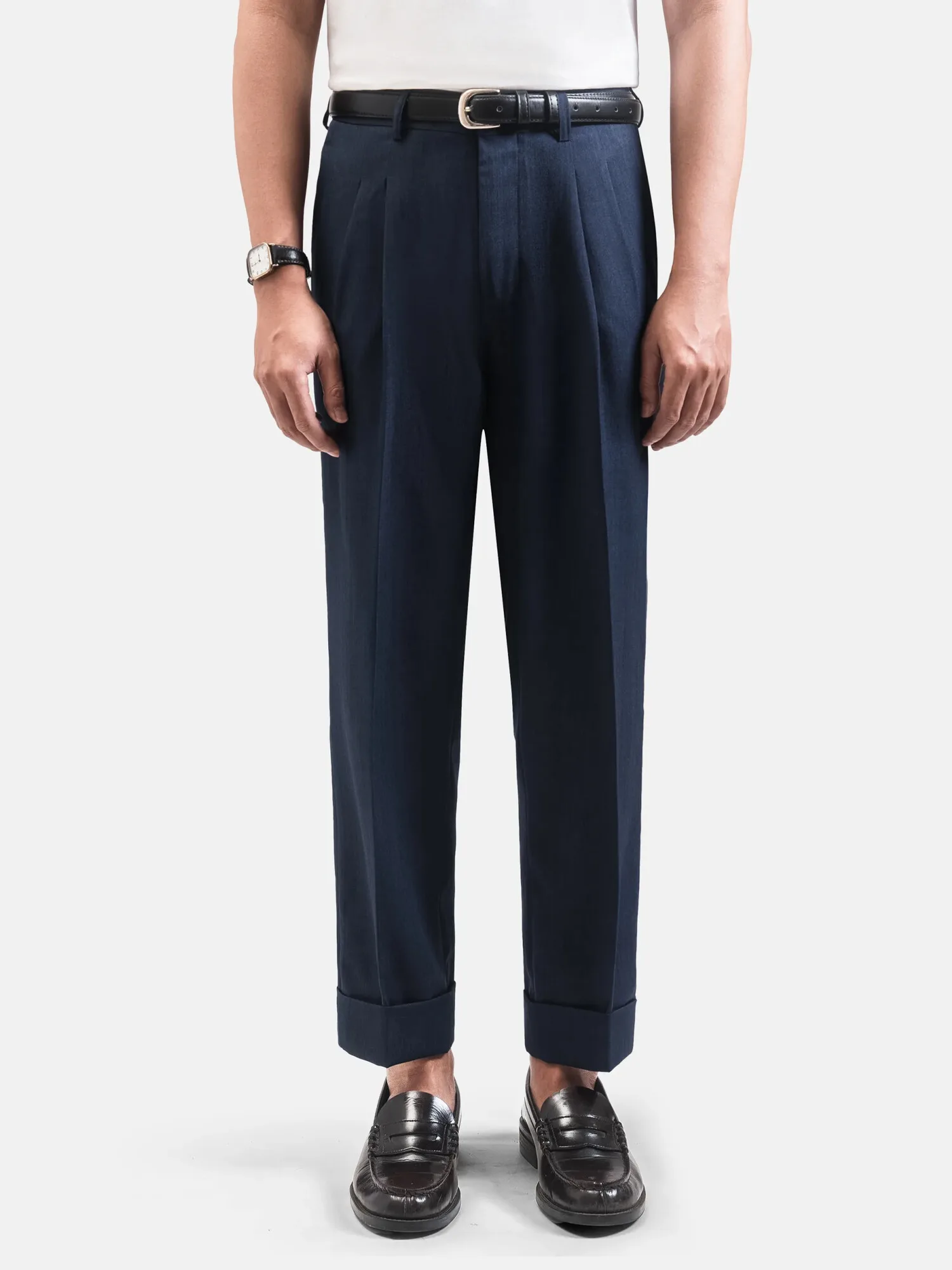 Navy Ankle Cuff Pant