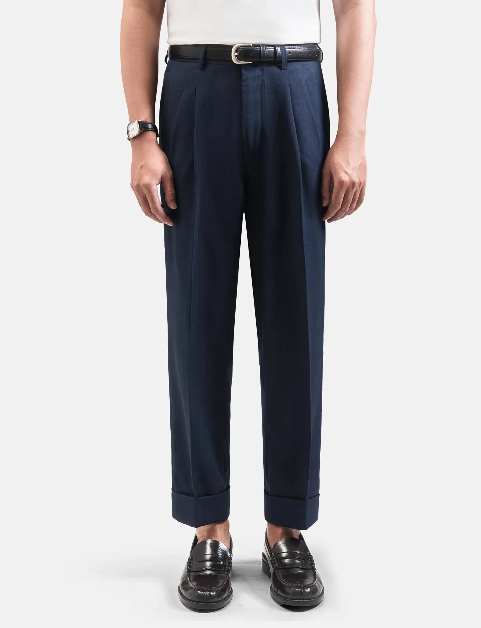 Navy Ankle Cuff Pant