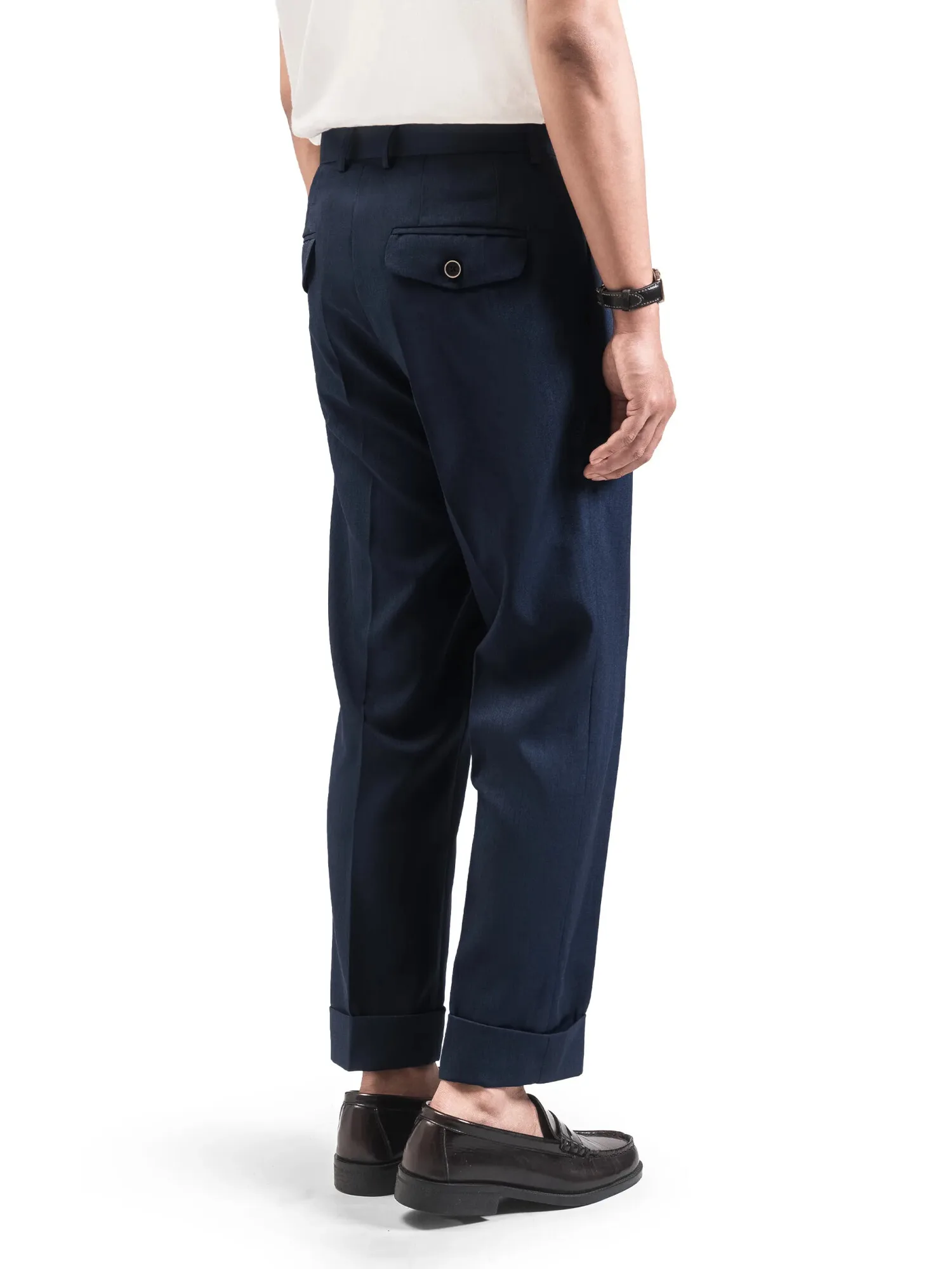 Navy Ankle Cuff Pant