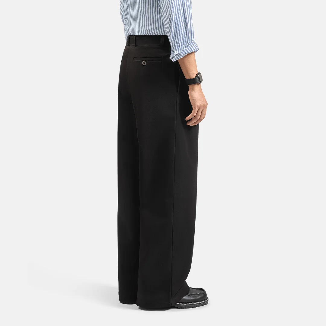 Black Ferro Pleated Wide Pant