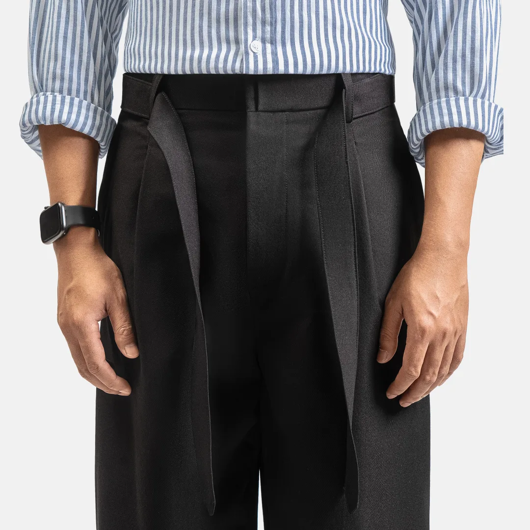 Black Ferro Pleated Wide Pant