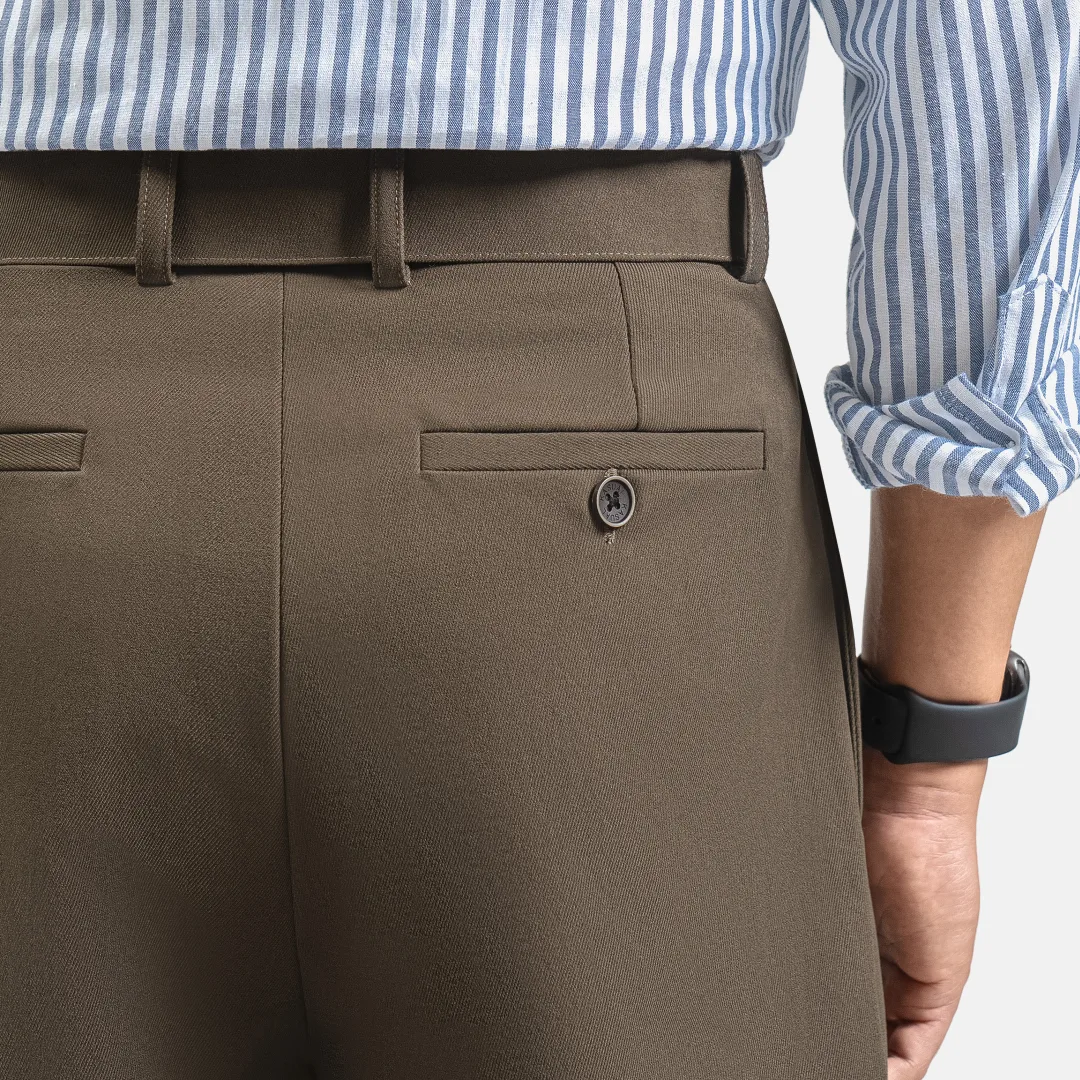 Dark Brown Ferro Pleated Wide Pant