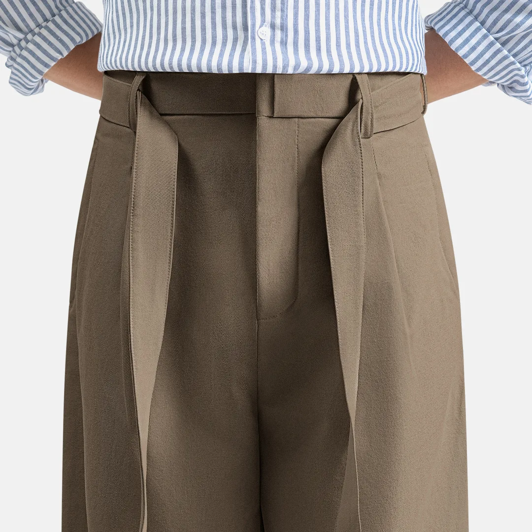 Mocca Ferro Pleated Wide Pant
