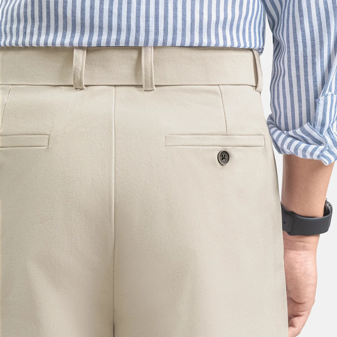 Cream Ferro Pleated Wide Pant