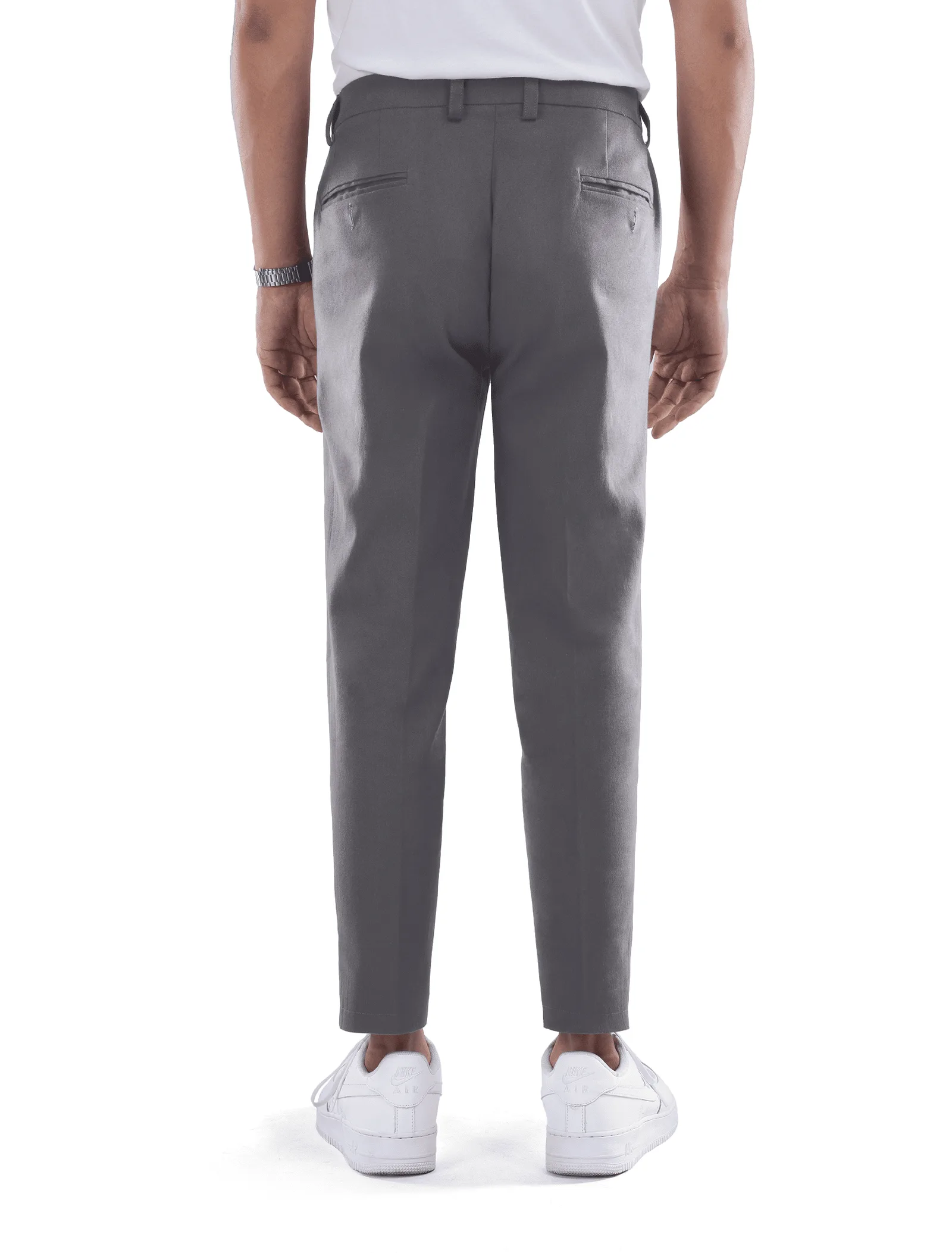 Amber Dark Grey Smart Waist Ankle Chino