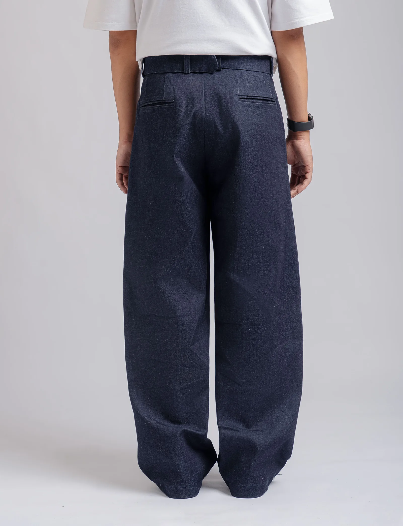 Navy Blue Elite Wide Raw Denim Pant