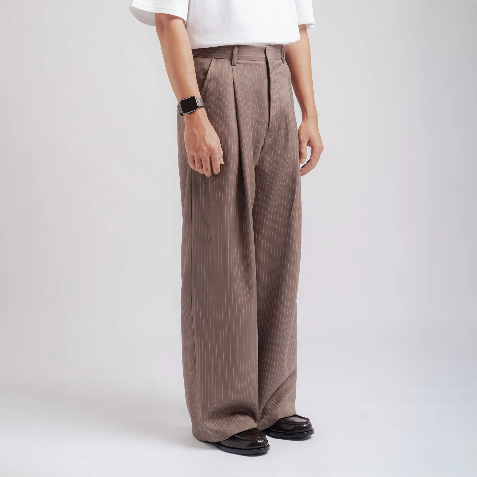 Milo Brown Stripe Classic Wide Pant