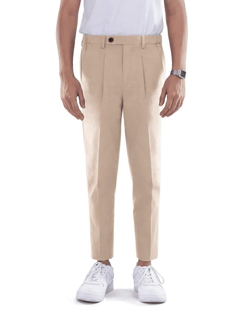 Cream Smart Waist Ankle Chino
