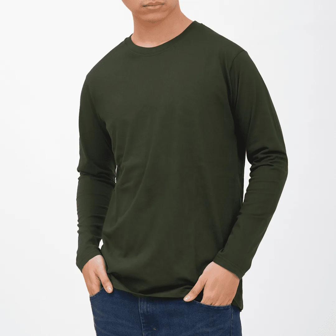 Long Crew Military Green Tee