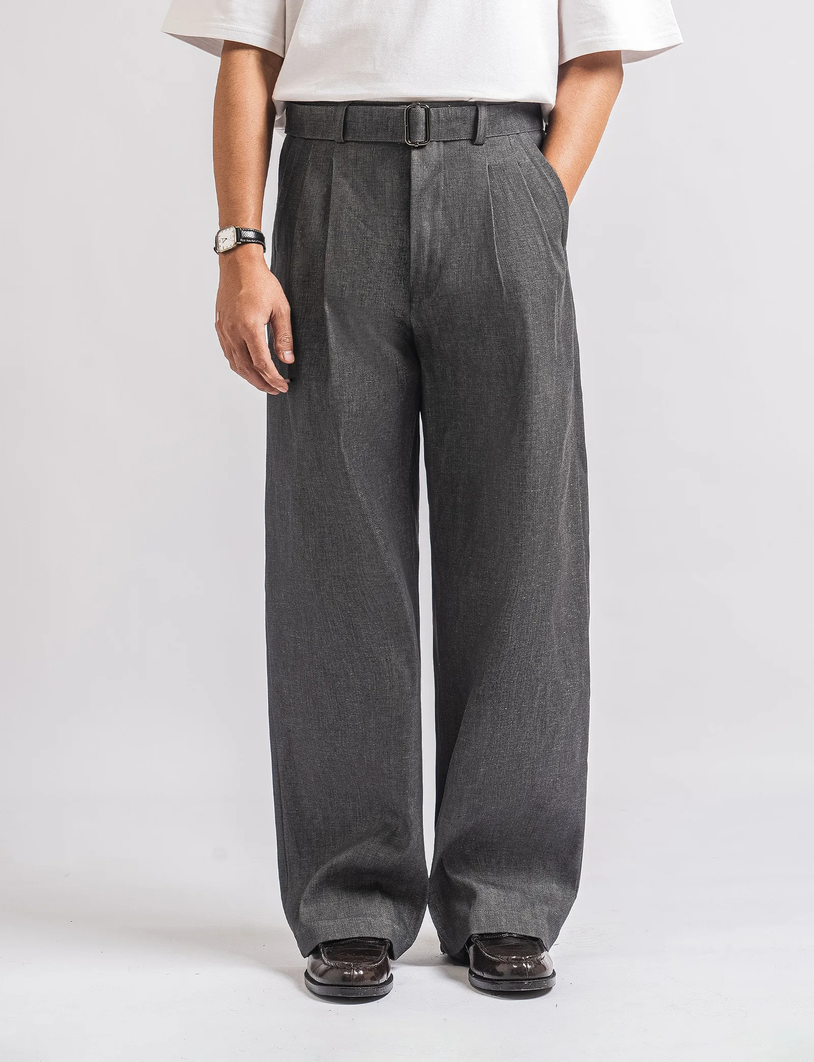 Grey Elite Wide Raw Denim Pant