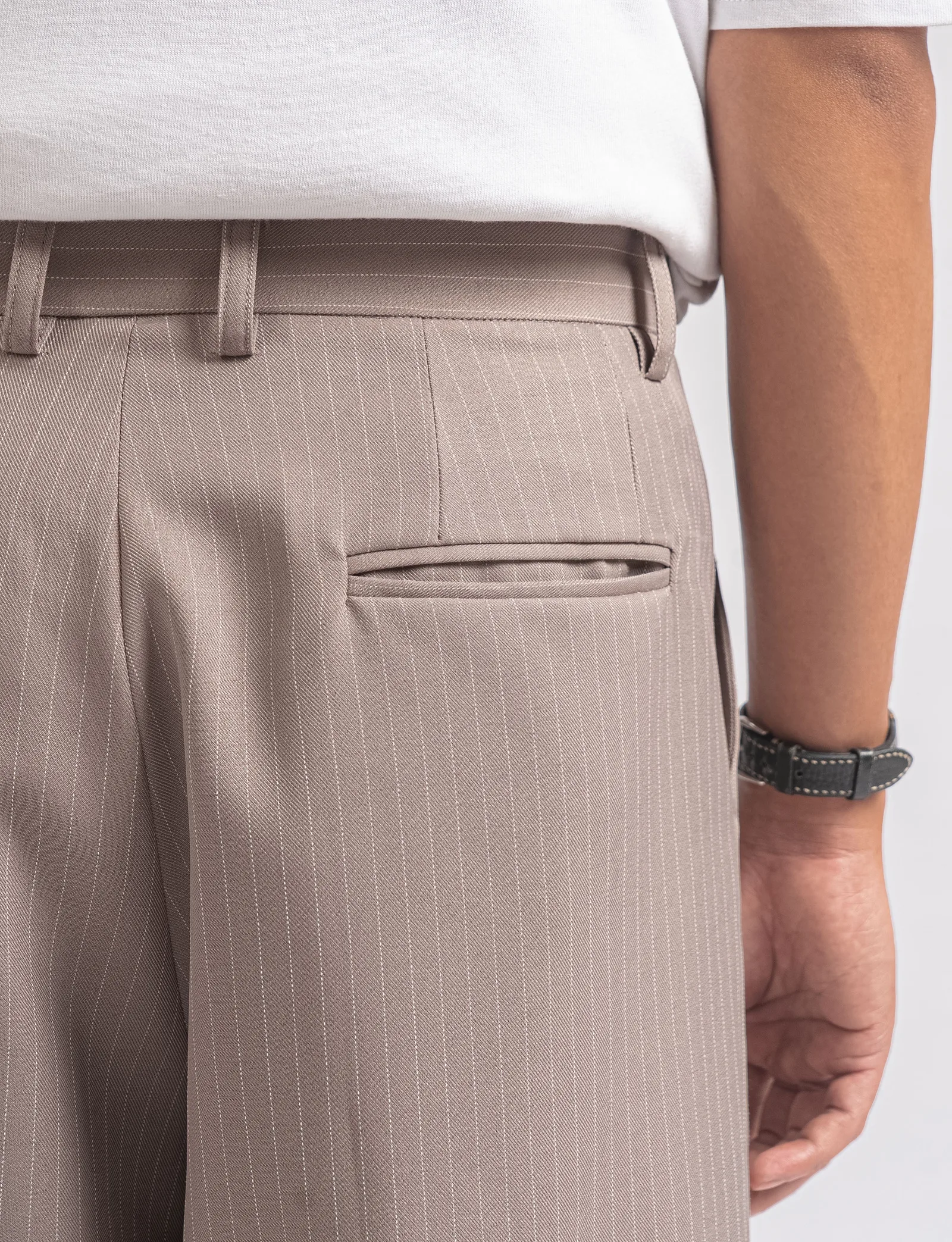 Cream Stripe Classic Wide Pant