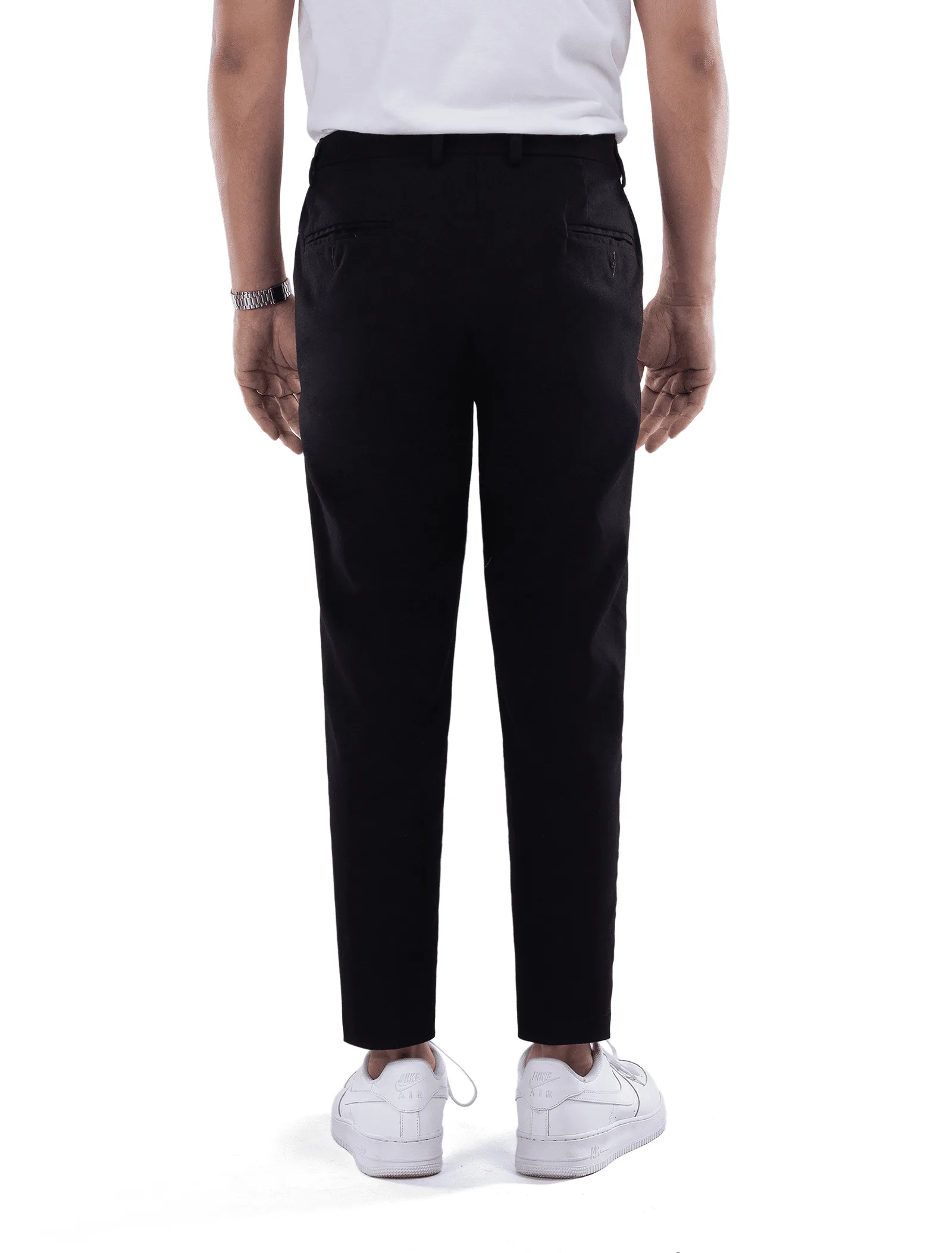 Black Smart Waist Ankle Chino