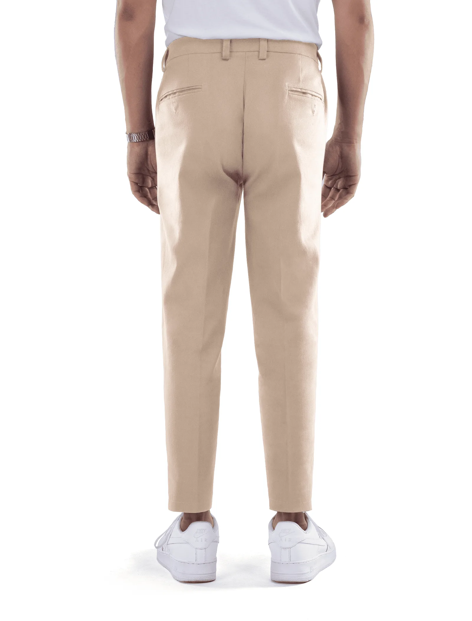 Cream Smart Waist Ankle Chino