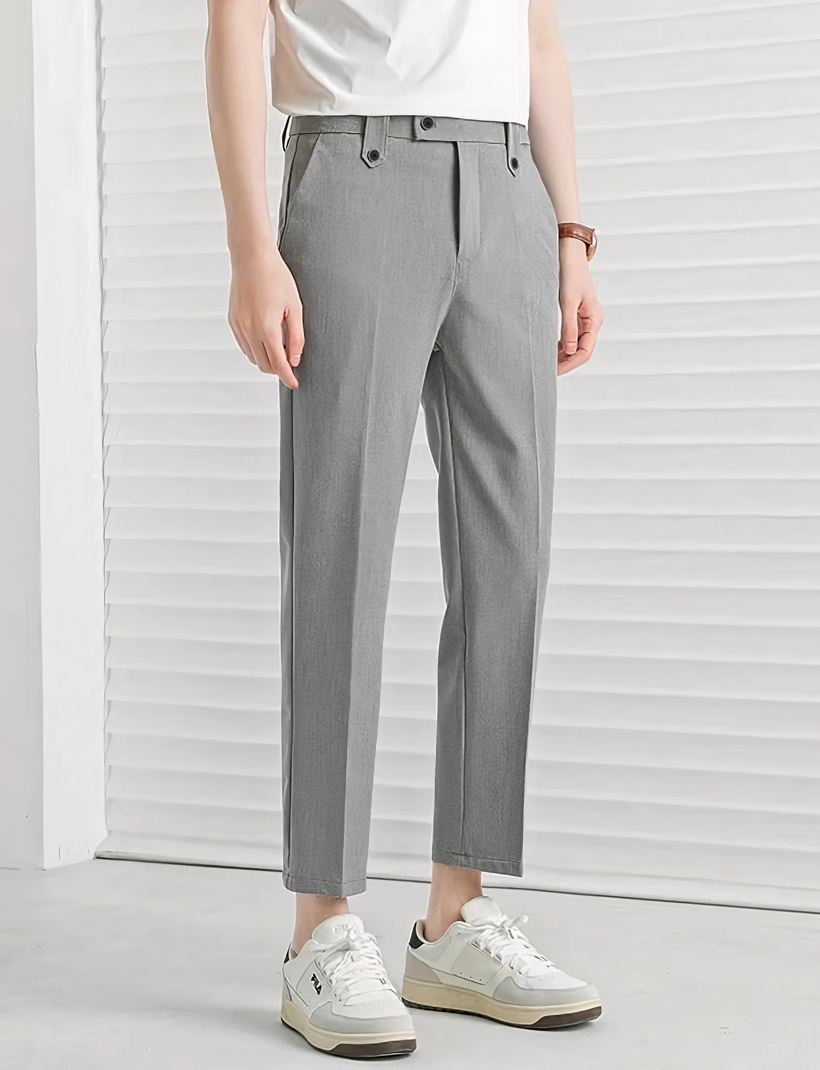 Pearl Grey Executive Ankle Pant