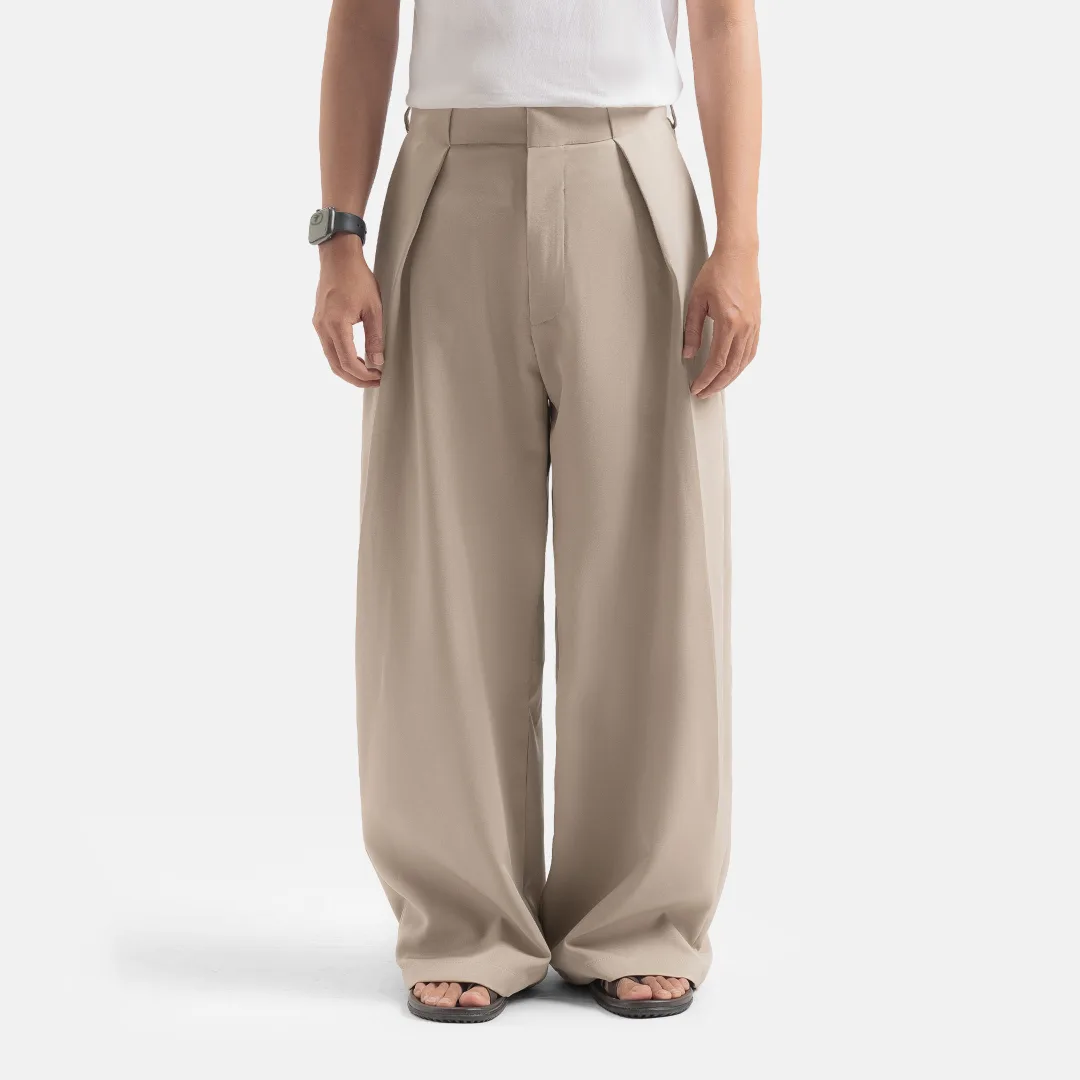 Cream Neu Pleated Wide Pant