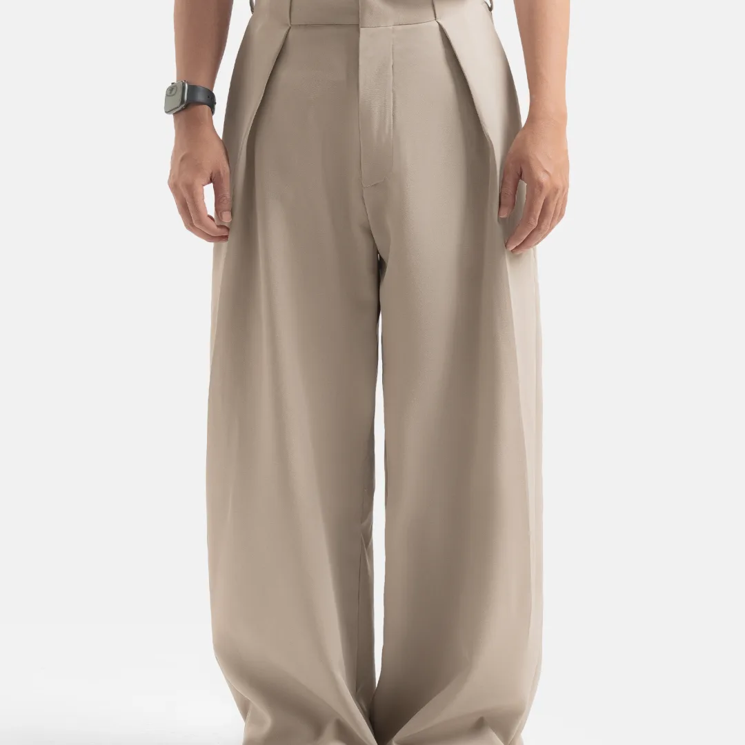 Cream Neu Pleated Wide Pant