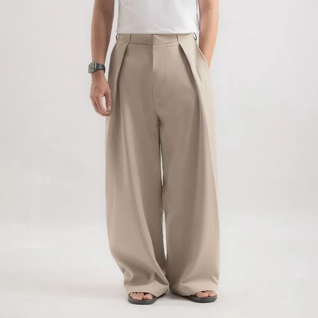 Cream Neu Pleated Wide Pant