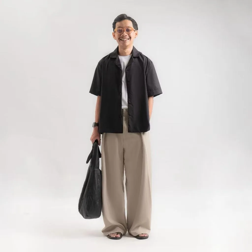 Cream Neu Pleated Wide Pant