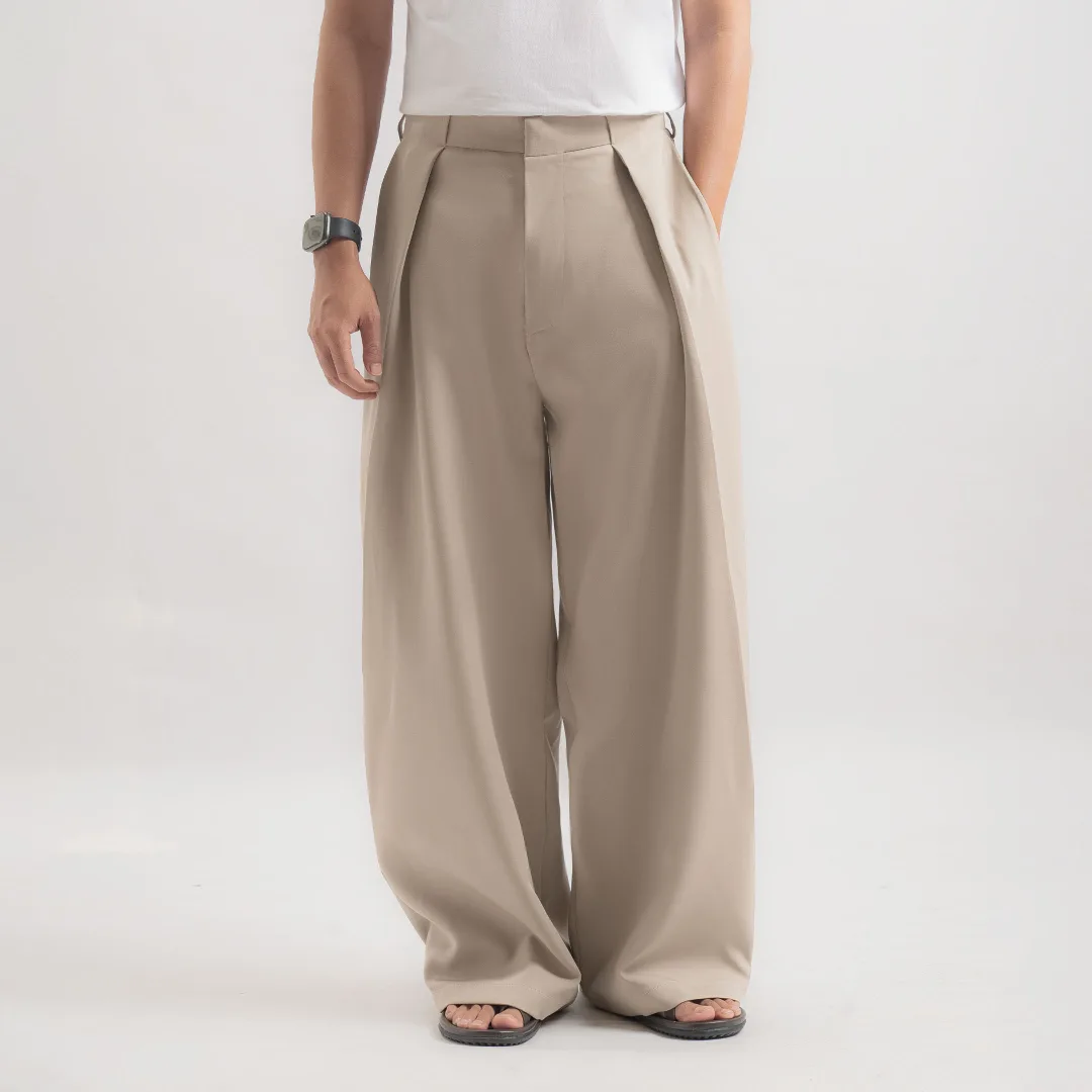 Cream Neu Pleated Wide Pant
