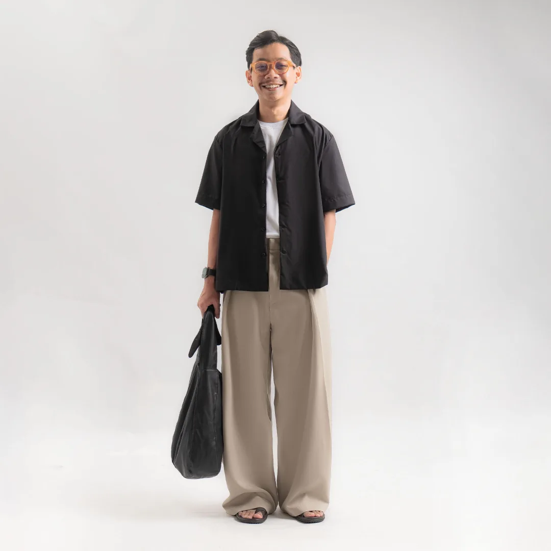 Cream Neu Pleated Wide Pant