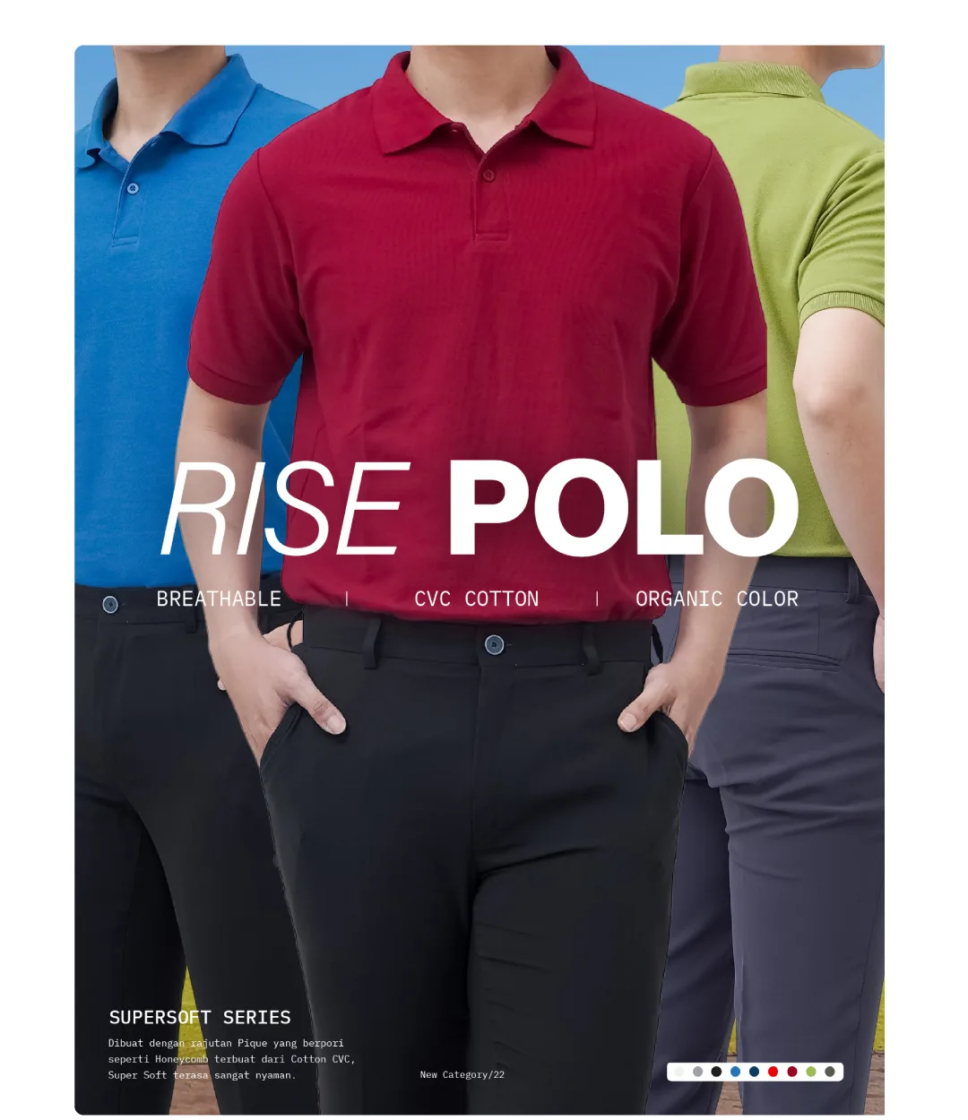 Rise Polo Ocean Blue