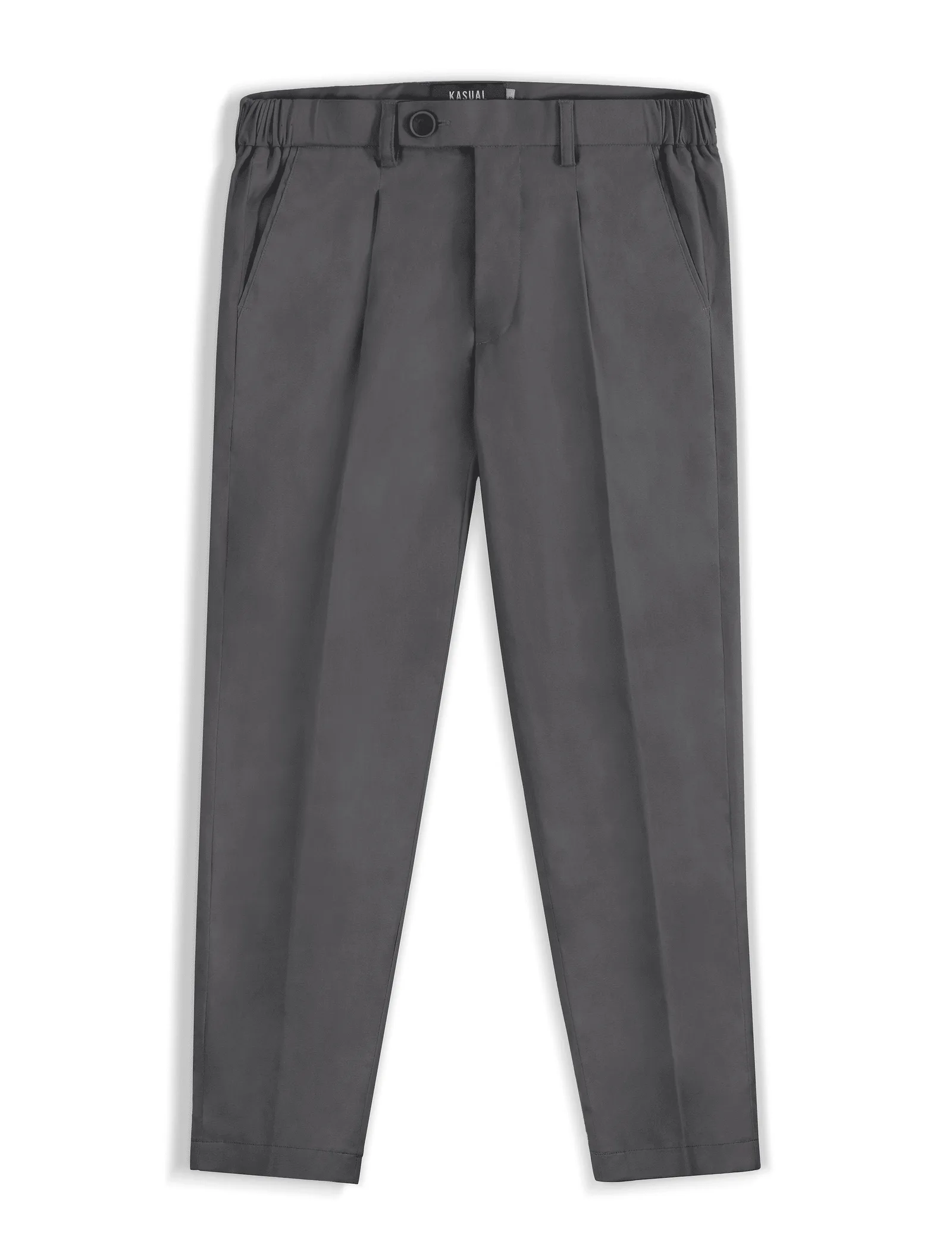 Amber Dark Grey Smart Waist Ankle Chino