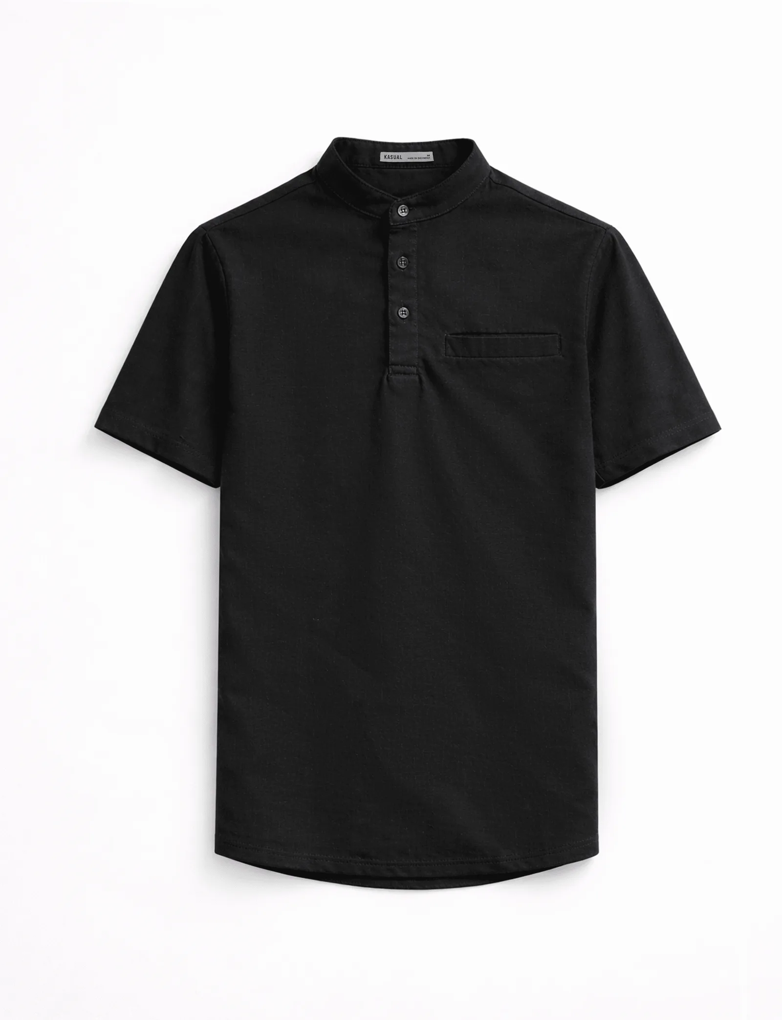 Kasual Kemeja Baju Koko Black Cozy Lengan Pendek