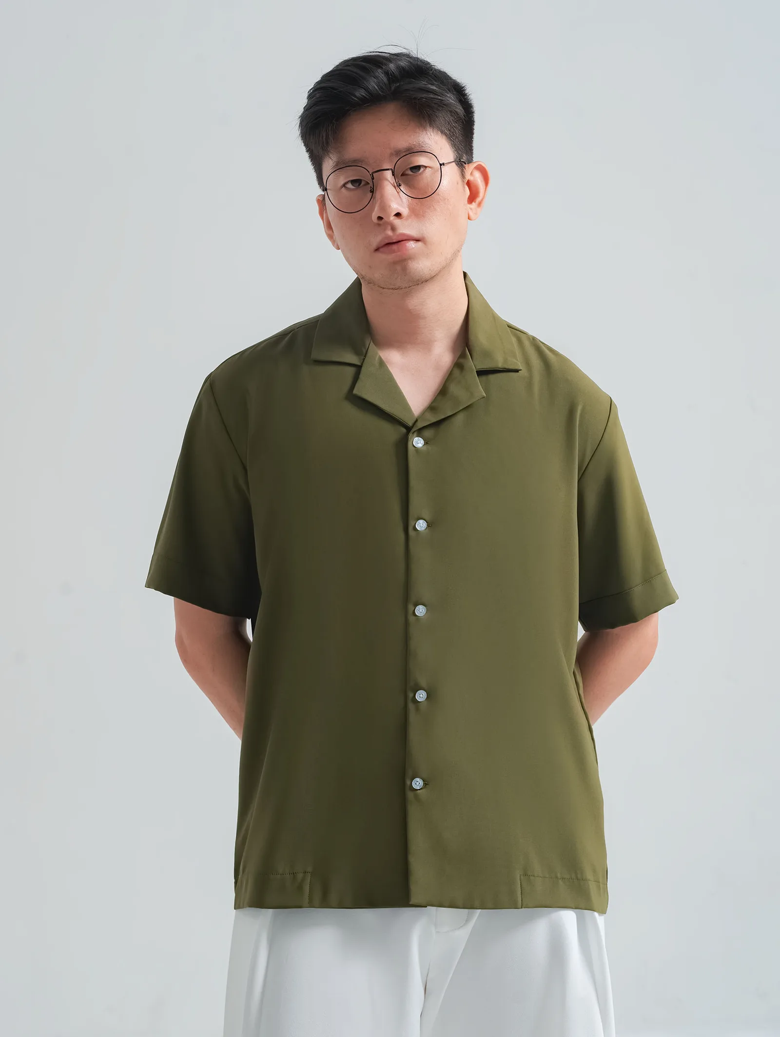 Olive Aerosoft Cuban Short Shirt