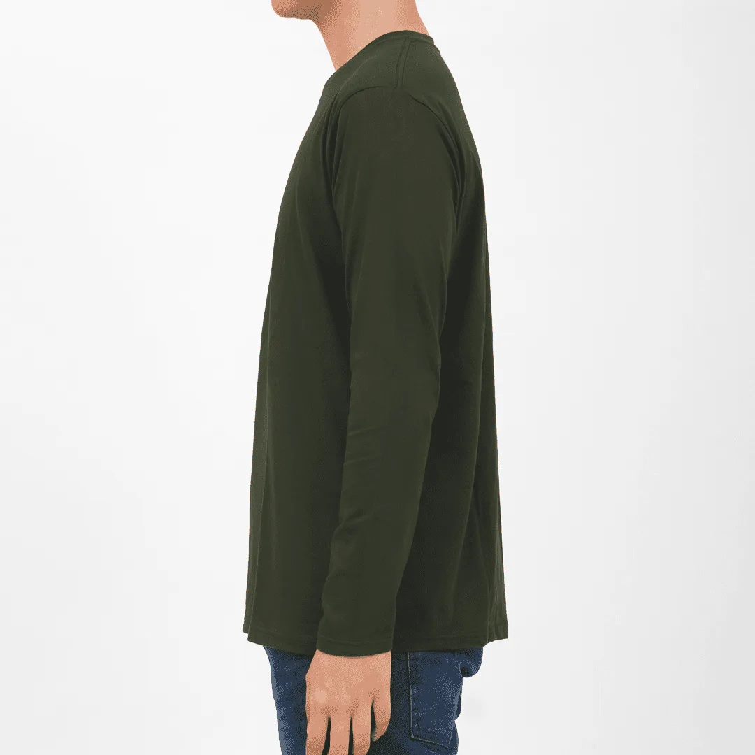 Long Crew Military Green Tee