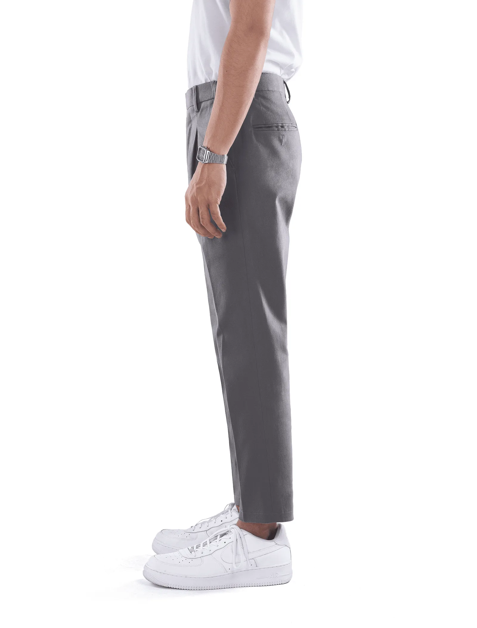Amber Dark Grey Smart Waist Ankle Chino