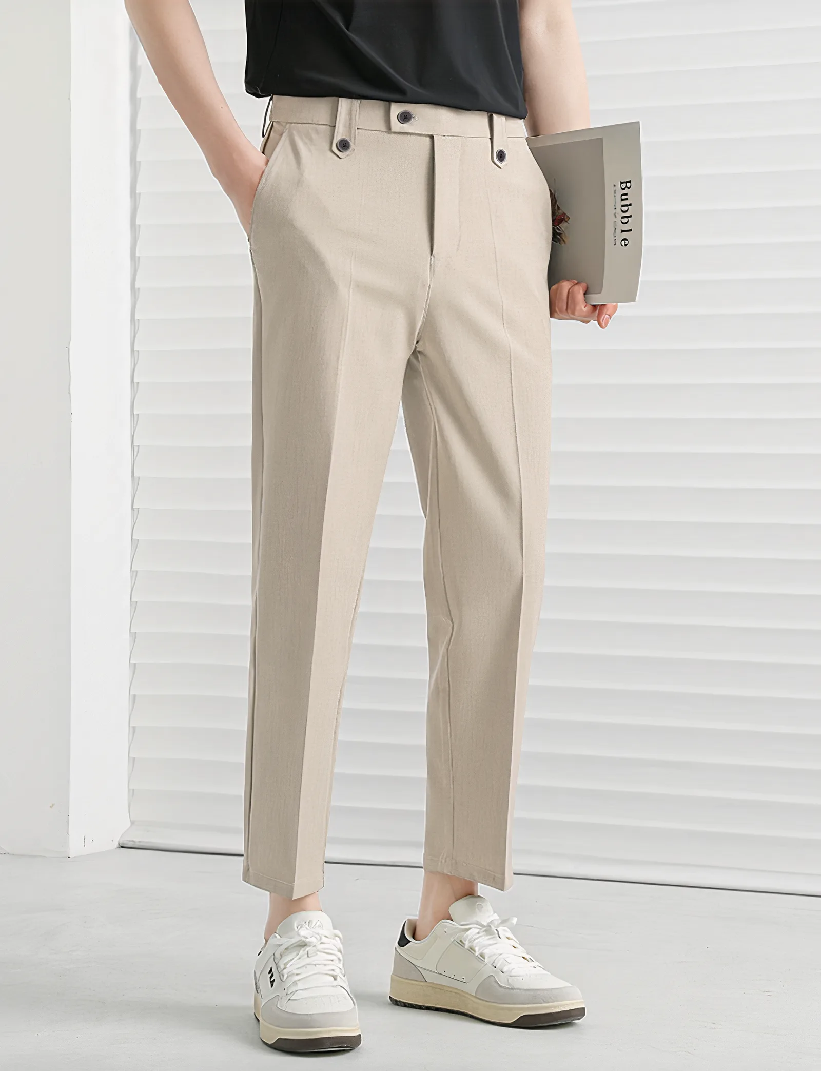 Cream Executive Ankle Pant