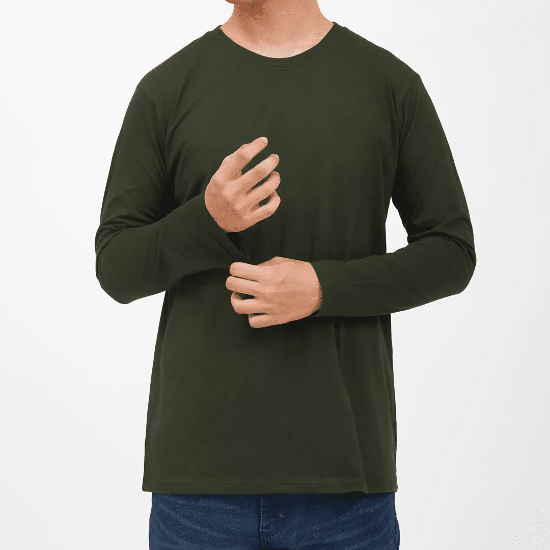 Long Crew Military Green Tee