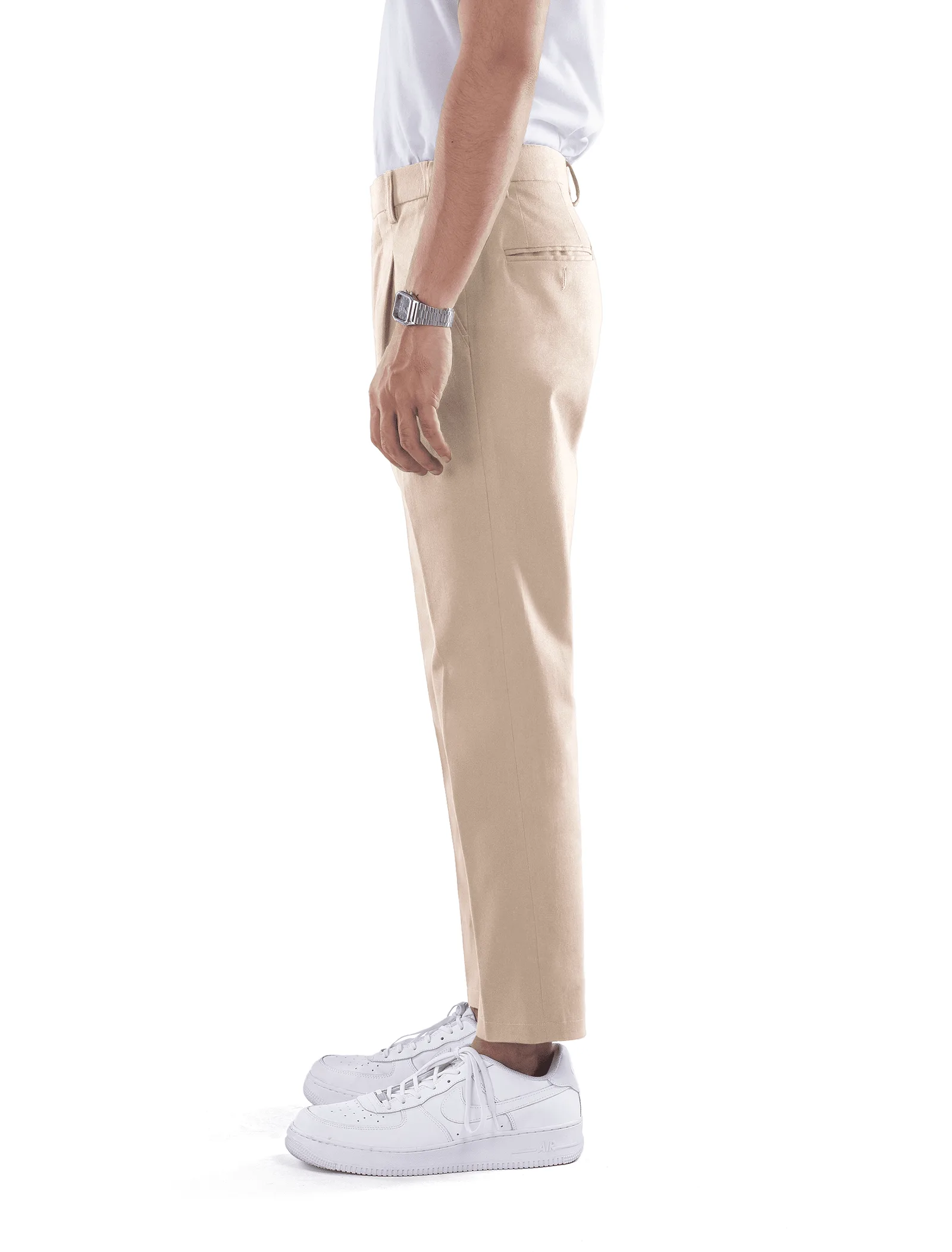 Cream Smart Waist Ankle Chino