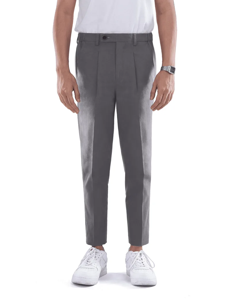 Amber Dark Grey Smart Waist Ankle Chino