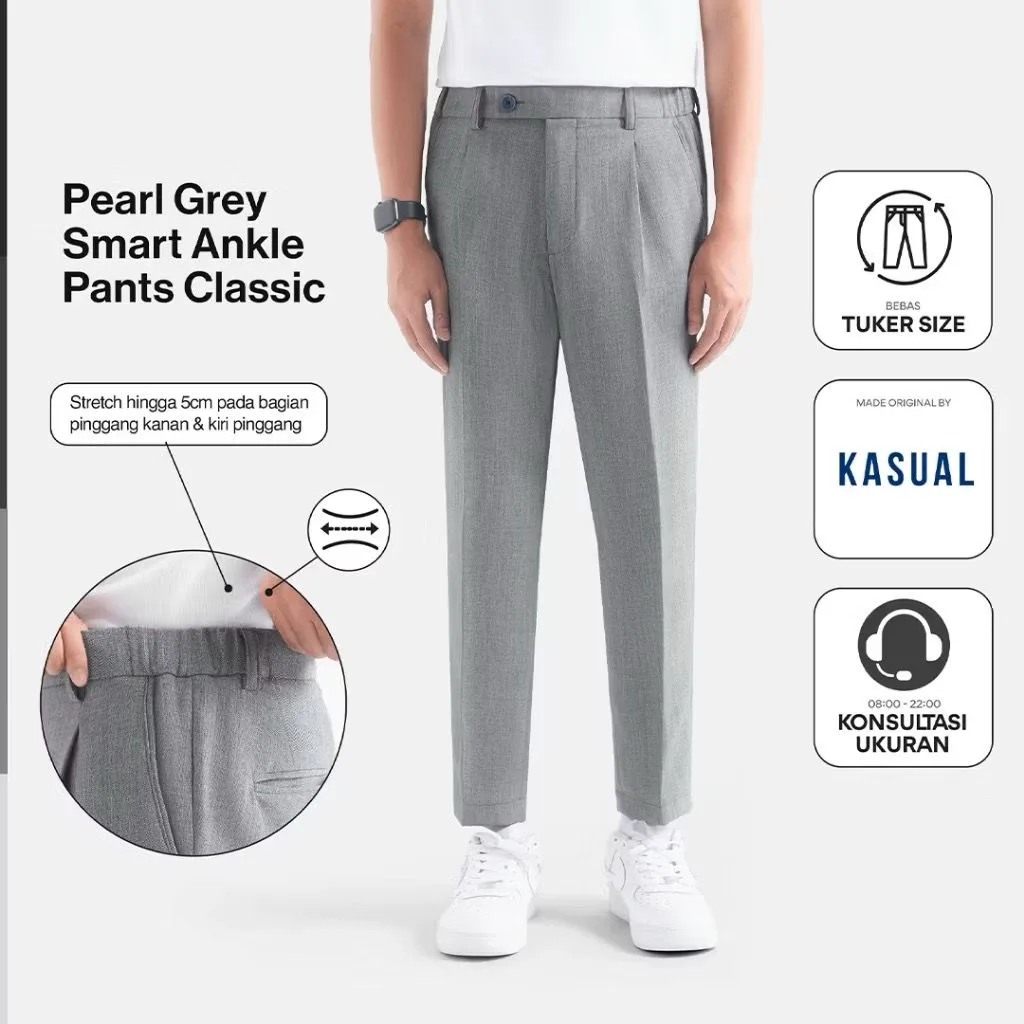 Pearl Grey Smart Waist Ankle Pant