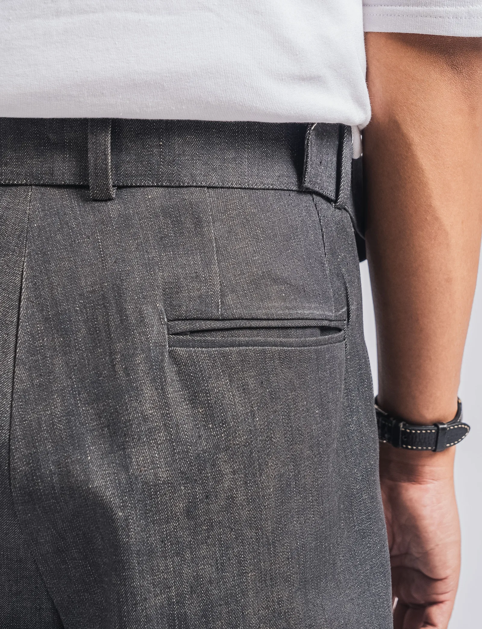 Grey Elite Wide Raw Denim Pant