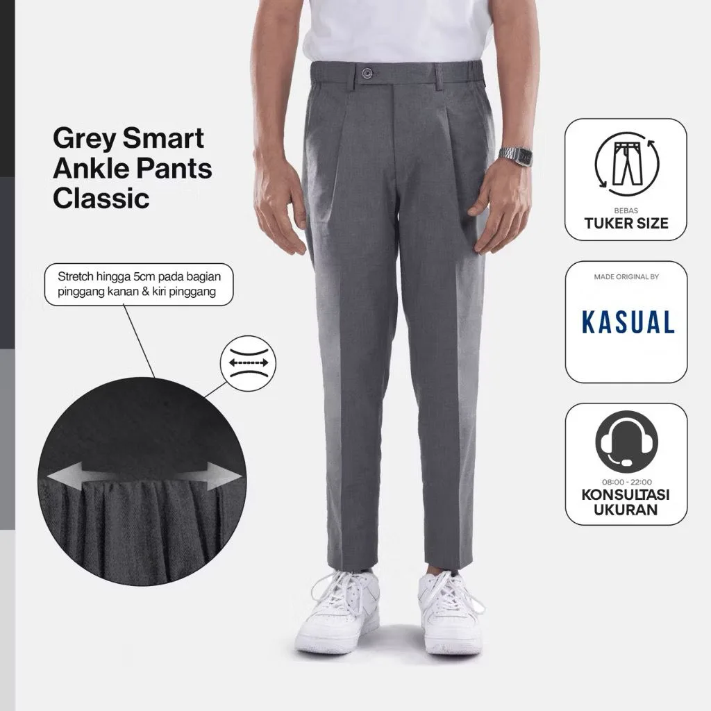 Grey Smart Waist Ankle Pant