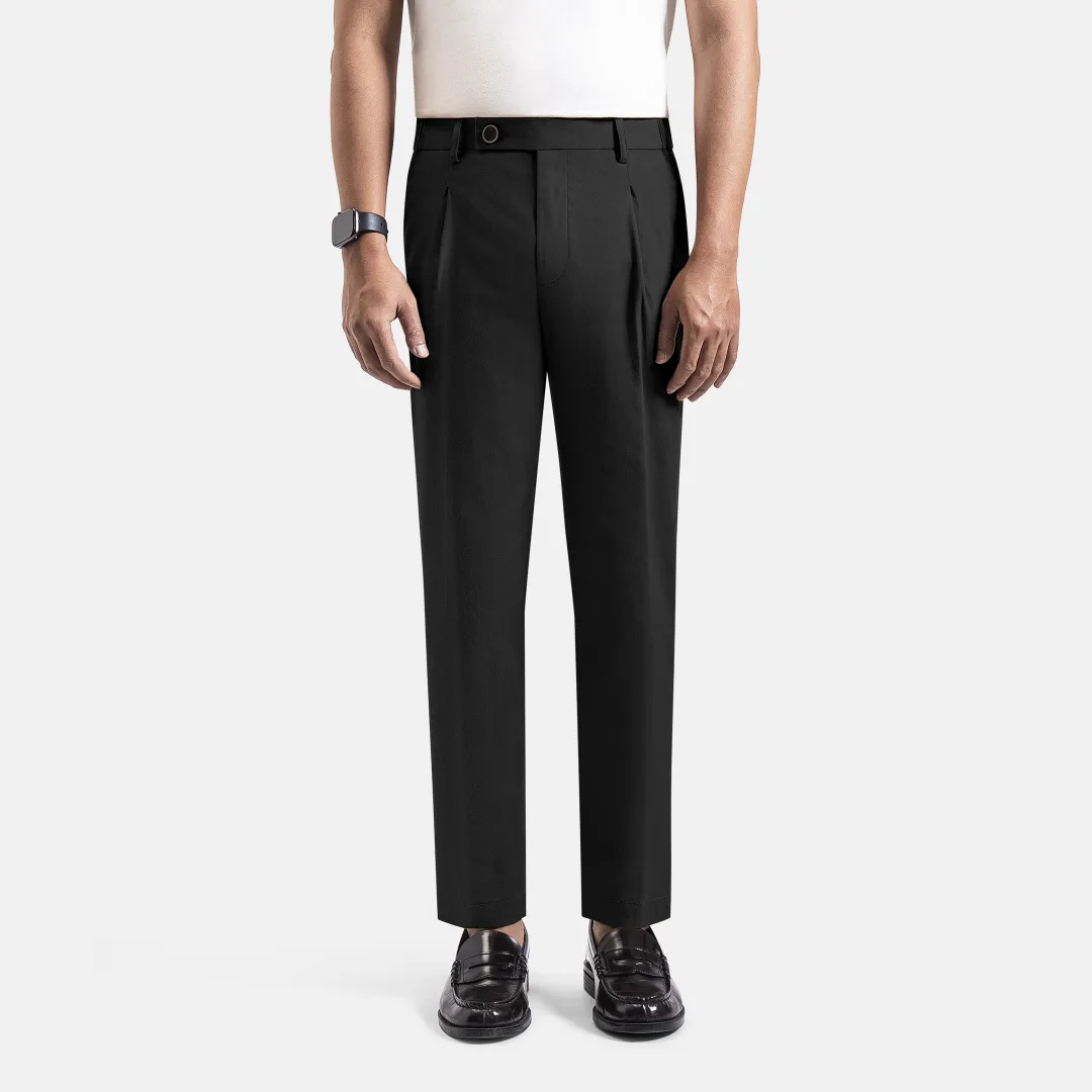 Black Smart Waist Ankle Chino