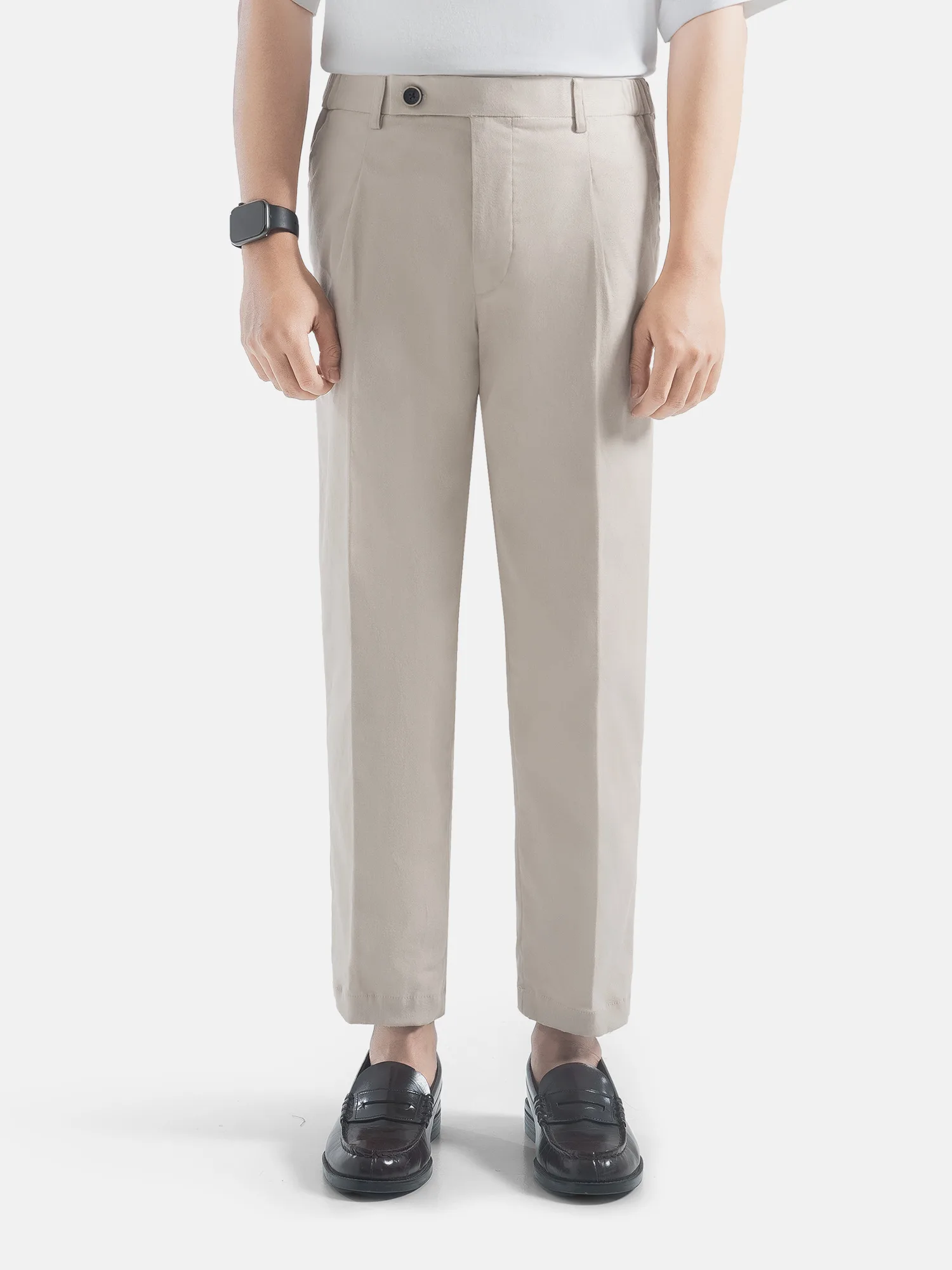 Celana Cream Smart Waist Ankle Chino