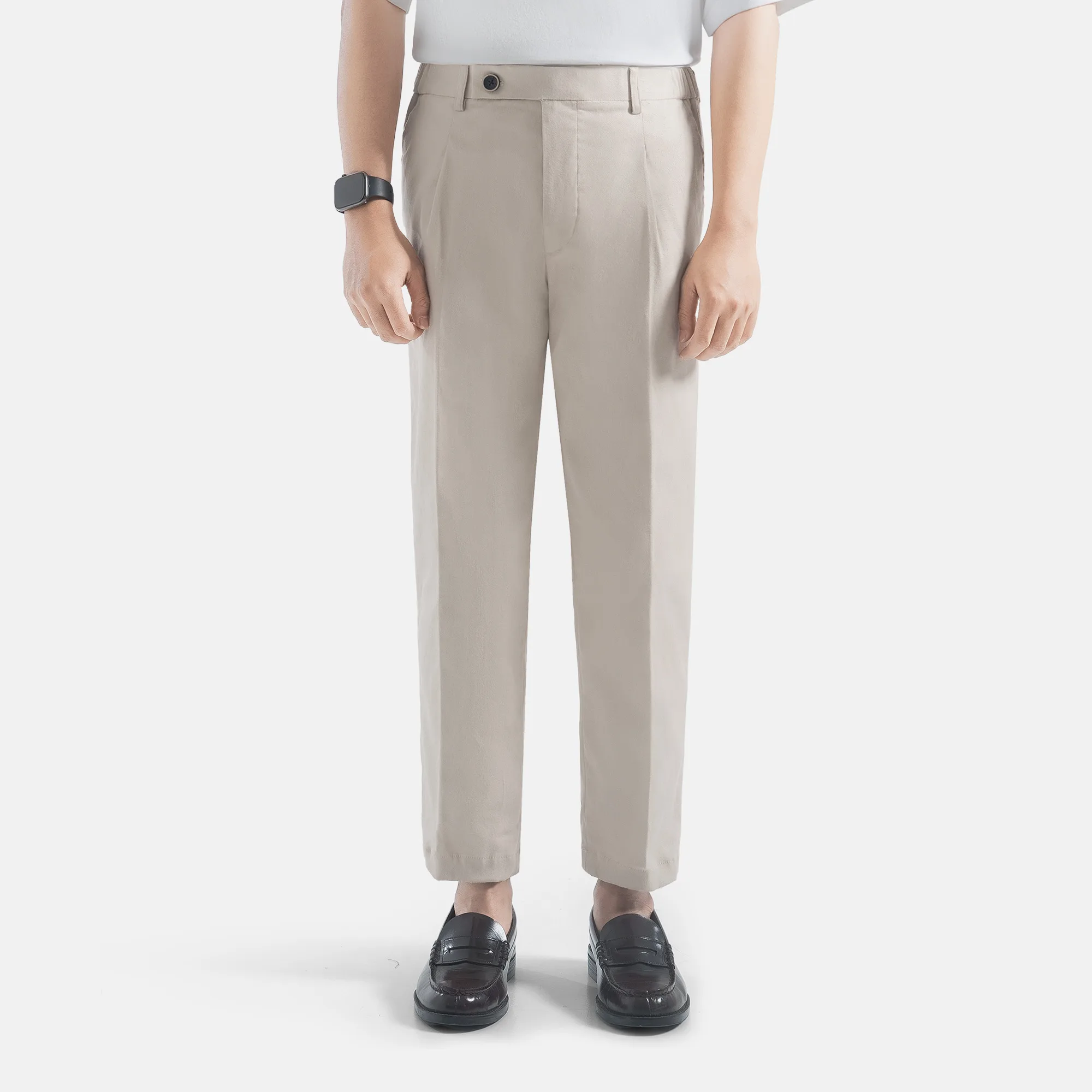 Celana Cream Smart Waist Ankle Chino