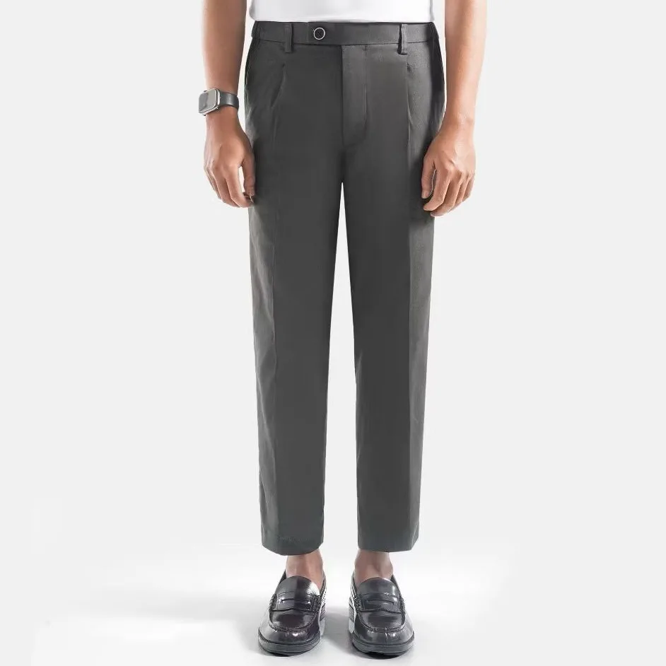 Amber Dark Grey Smart Waist Ankle Chino