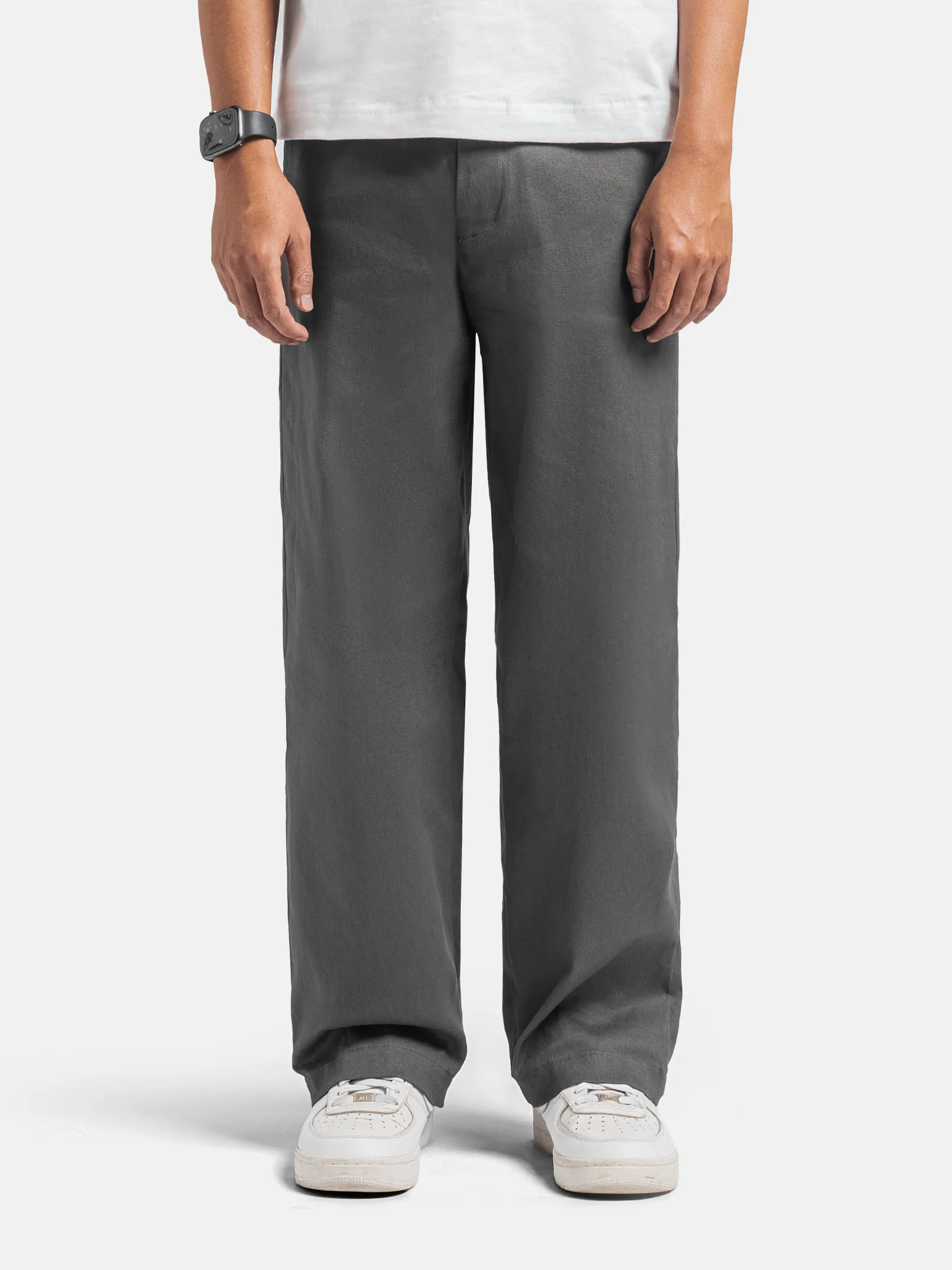 Amber Dark Grey Smart Waist Ankle Chino