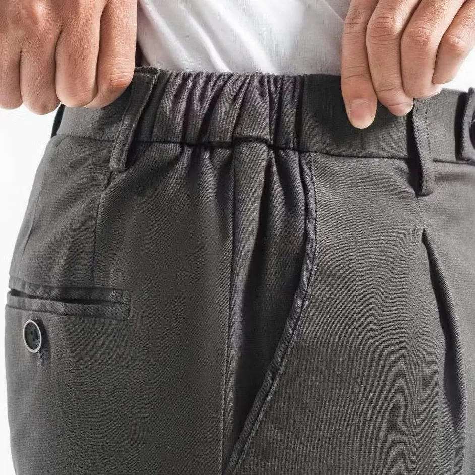 Amber Dark Grey Smart Waist Ankle Chino