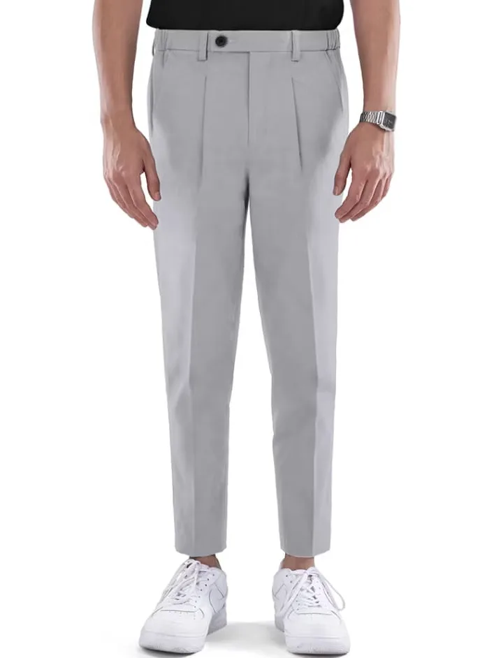 Celana Grey Silver Smart Waist Ankle Chino