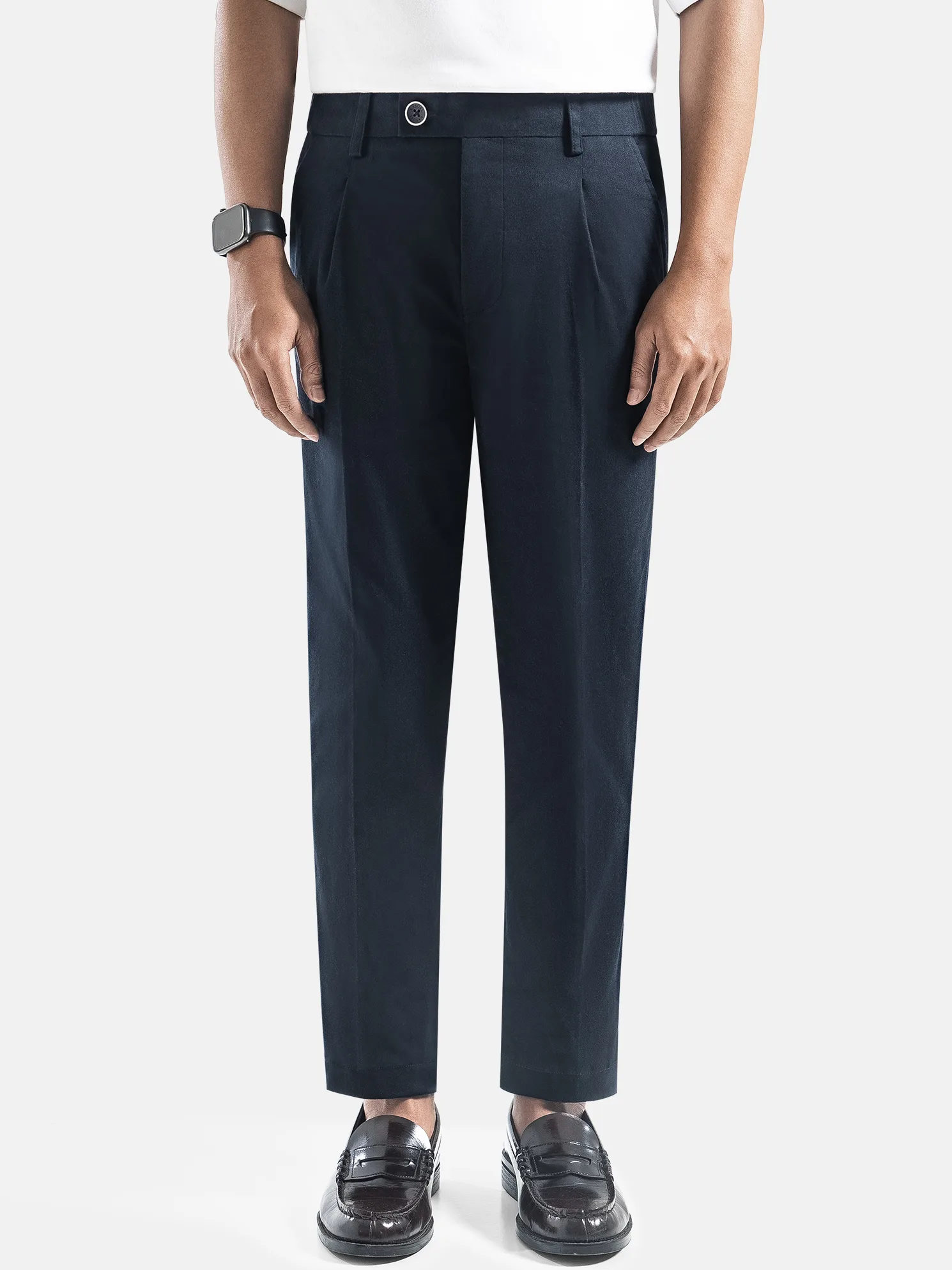 Celana Navy Smart Waist Ankle Chino