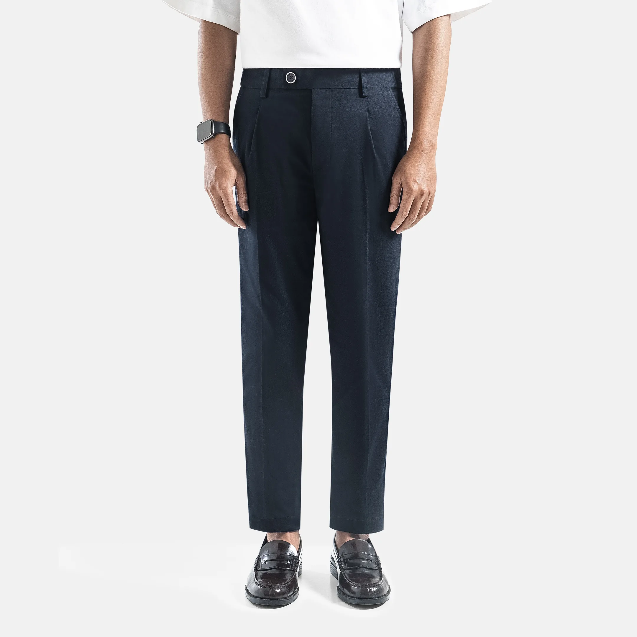 Celana Navy Smart Waist Ankle Chino