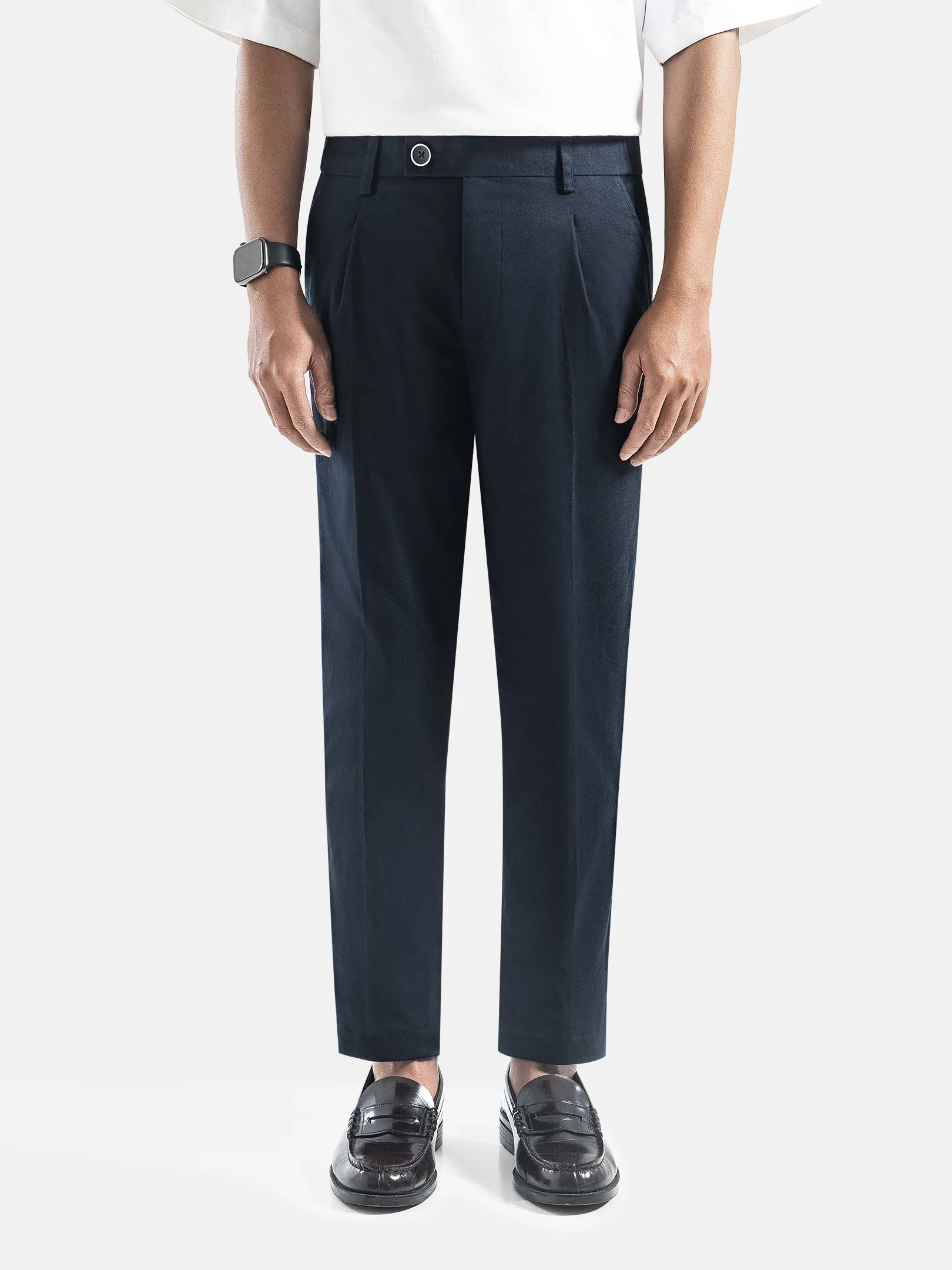 Celana Navy Smart Waist Ankle Chino