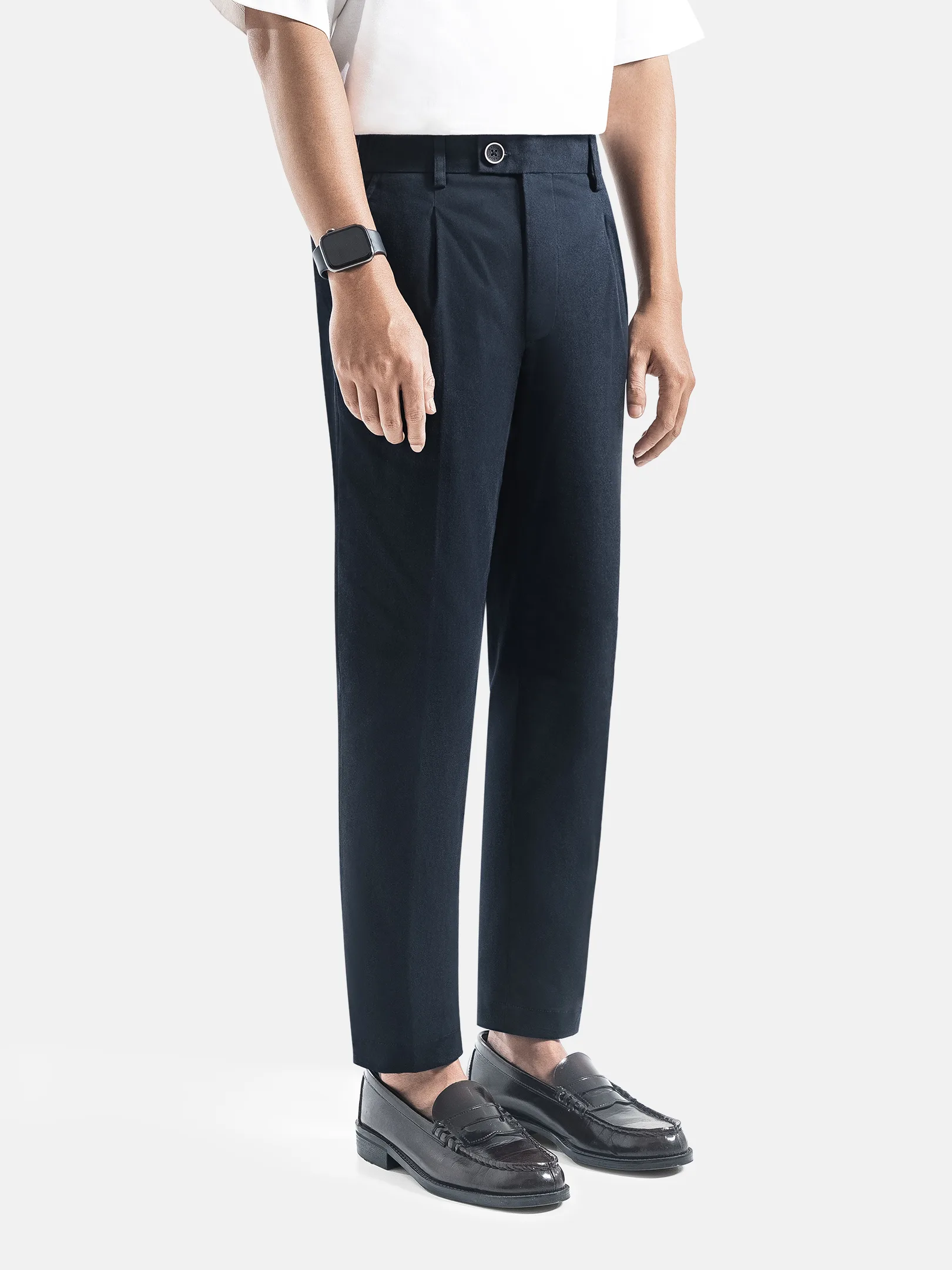 Celana Navy Smart Waist Ankle Chino